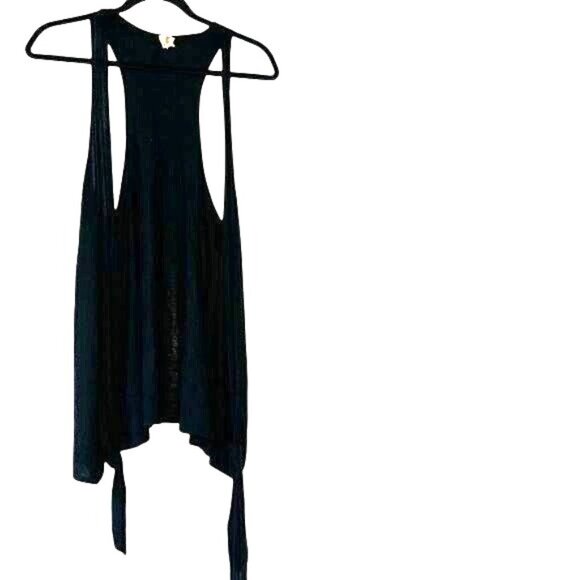 Chia-Evs Black Sleeveless High-Low Tank Top With Tie Details M 100% Polyester Wo - Picture 1 of 9